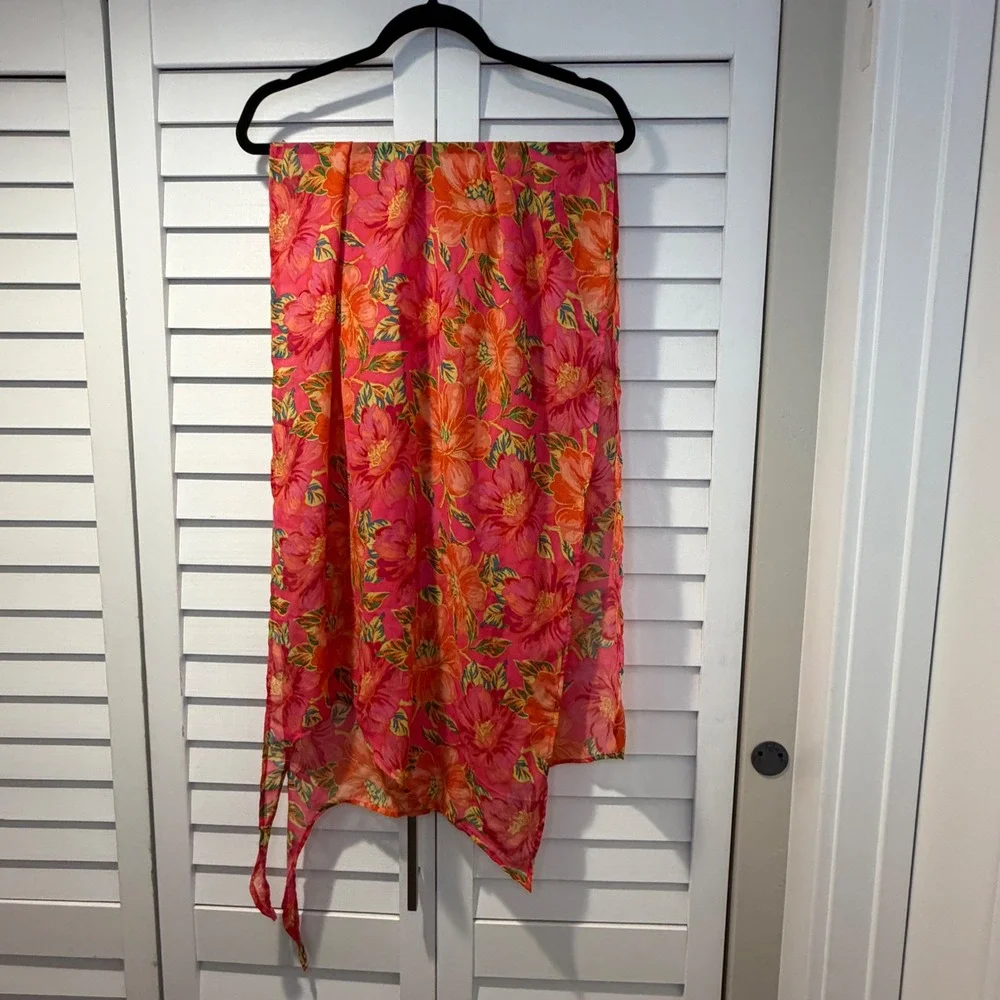 Beach Riot Melanie Sarong Miami Peony Pink‎ Orange Floral Swim Cover Up O/S NEW